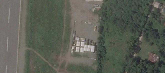 A view of the Typhon missile system at Laoag International Airport, in Laoag, Philippines, September 18, 2024, in this satellite image. 2024 Planet